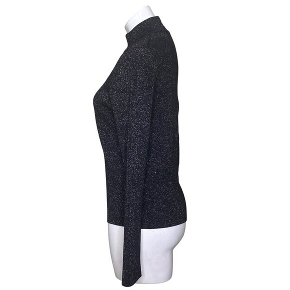 MICHAEL Michael Kors Black Silver Metallic Sweater, Mock Neck Women's Size XL - Picture 5 of 9